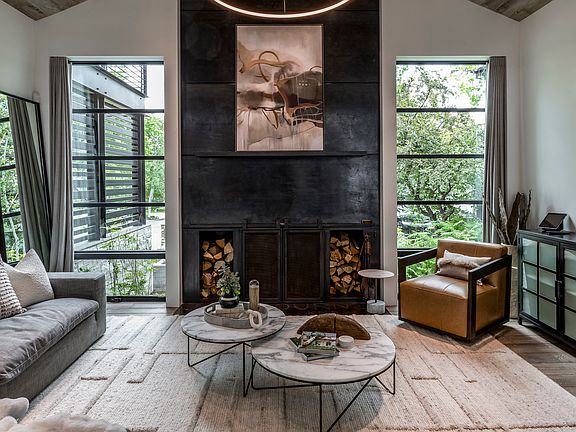 Living Room with Woodburning Fireplace