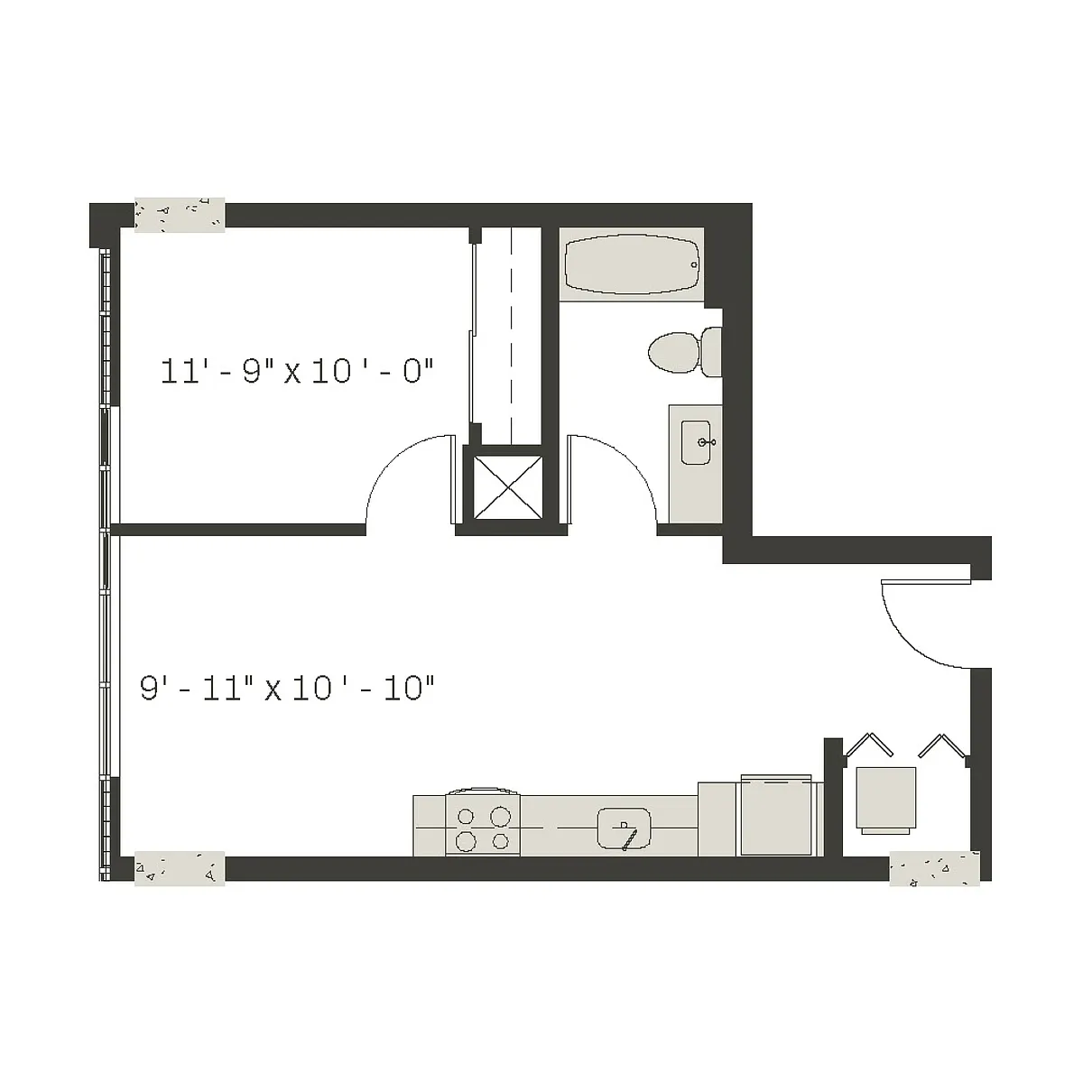 Floor plan 1 Bed/1 Bath-a1.1