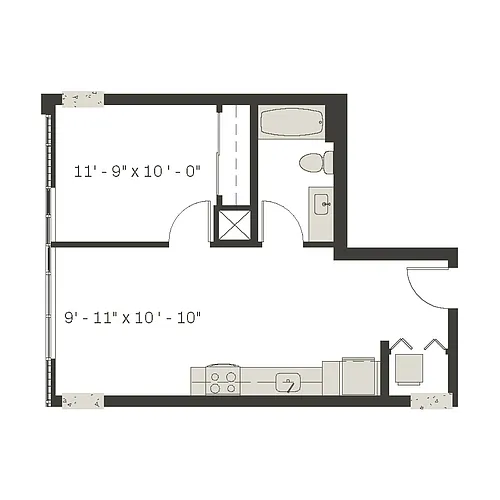 Floor plan 1 Bed/1 Bath-a1.1