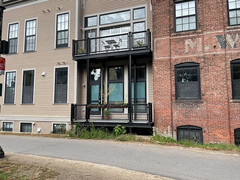 south-facing porch with view of bike path