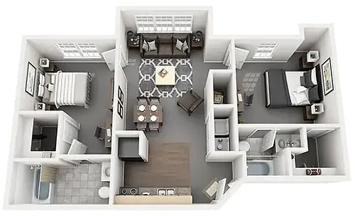 Floor plan 2 Bedroom 2 Bathroom Apartment