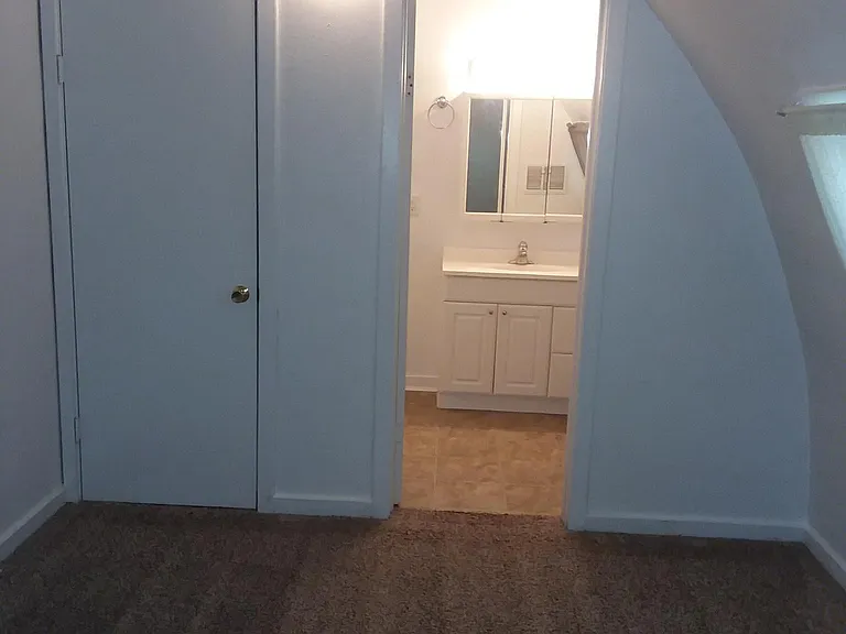 Bedroom, bathroom entry, closet door