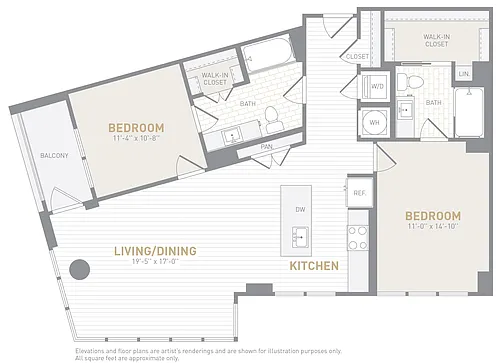 Floor plan 2 Bed 2 Bath-C04