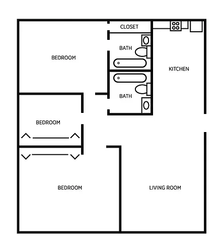 Floor plan 3-bed, 2-bath at Greenway