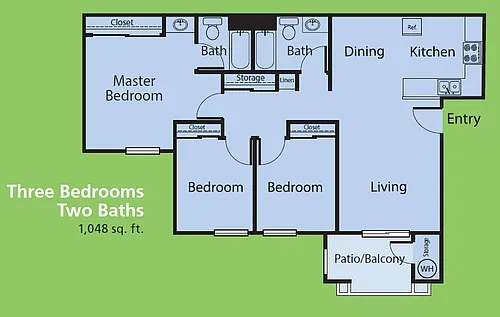 Floor plan Three Bedrooms Two Baths