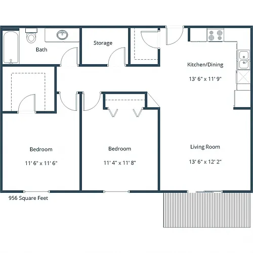 Floor plan Two Bedroom 21D