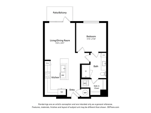 Floor plan 1 Bed/1 Bath-A1