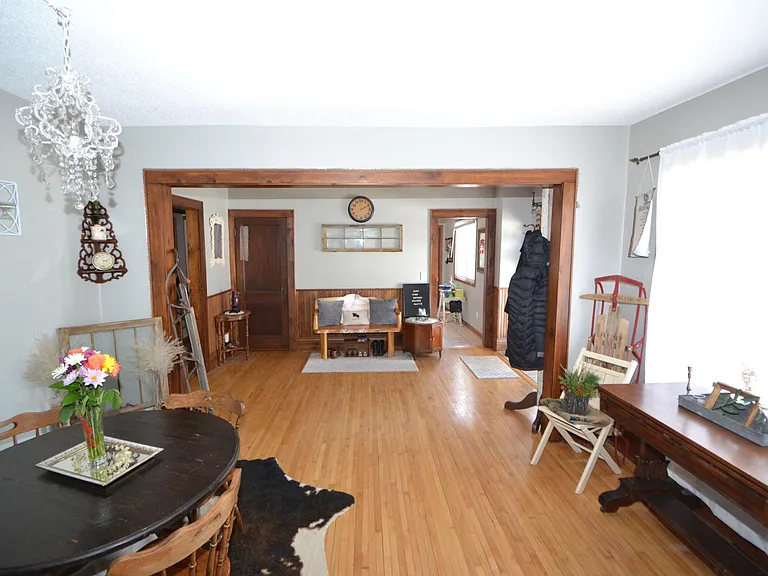 View of dining room and living room.