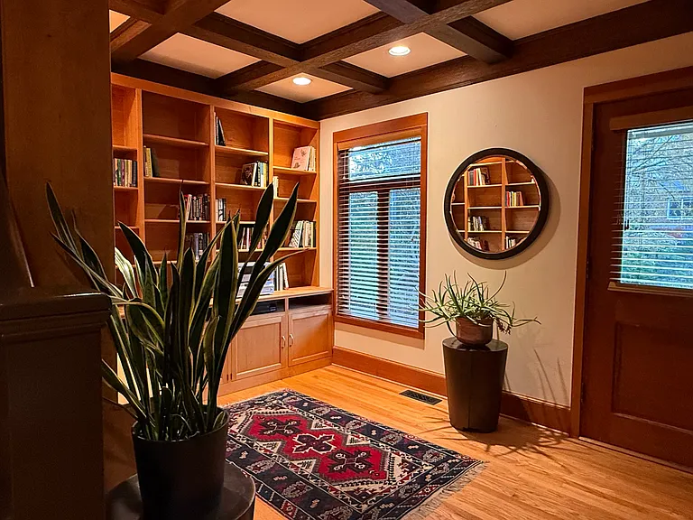 Looking towards the front door and library.