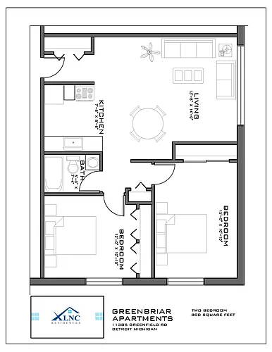 Floor plan One Bedroom 101