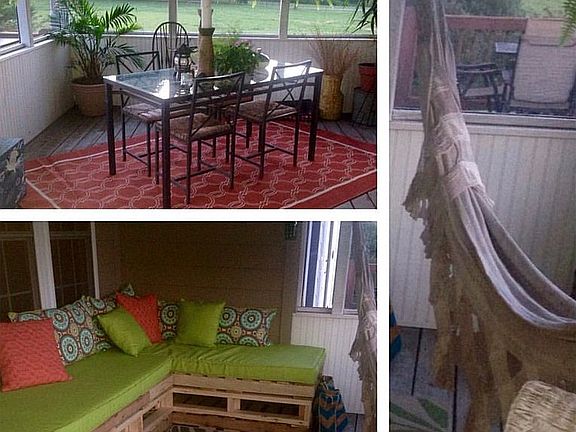 Screened in porch in back