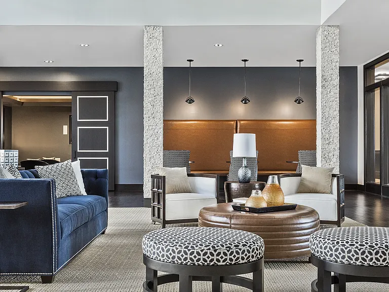 Modern Resident Lounge with Bar and Communal Tables