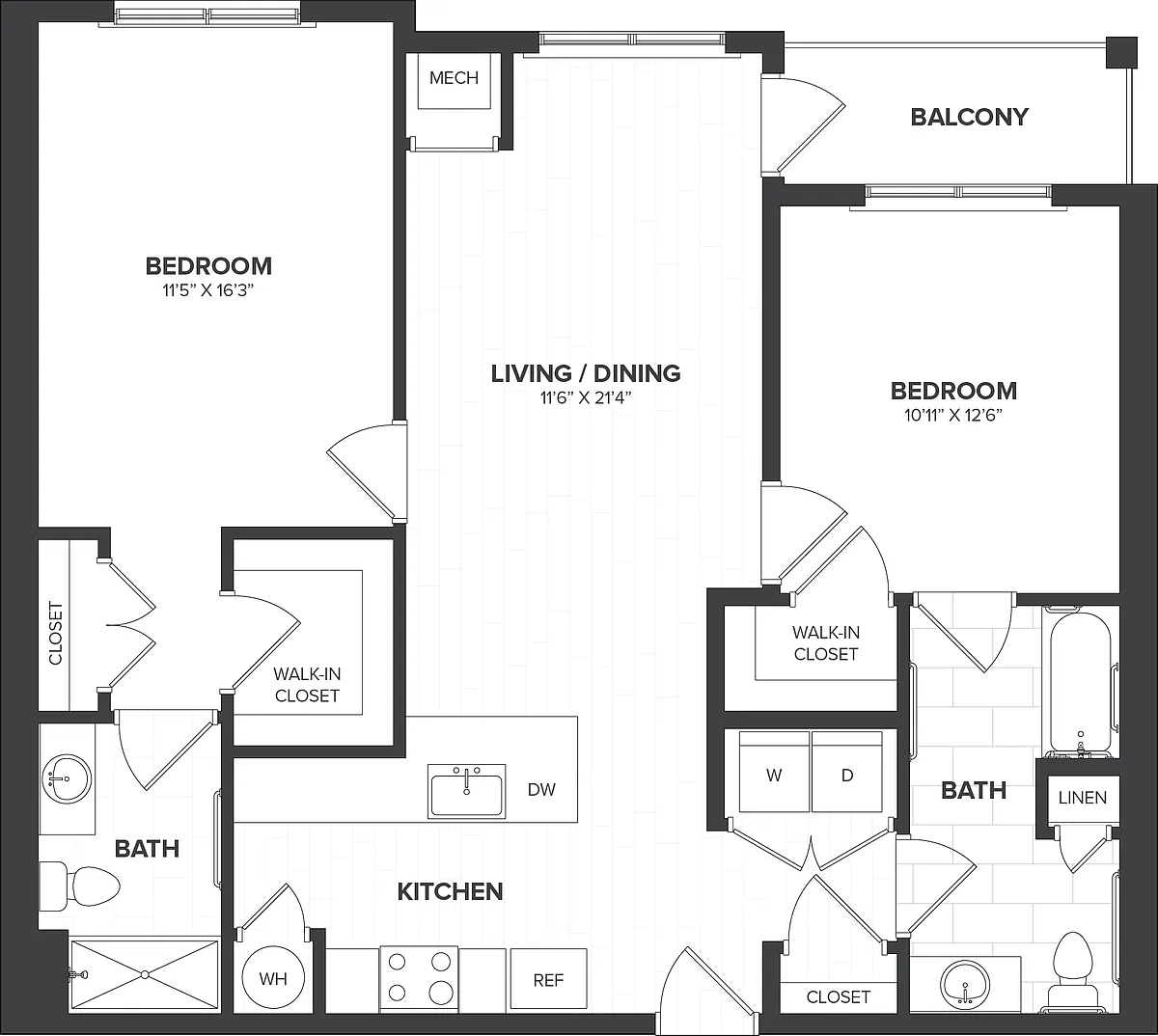 Floor plan 2 Bed/2 Bath-B4