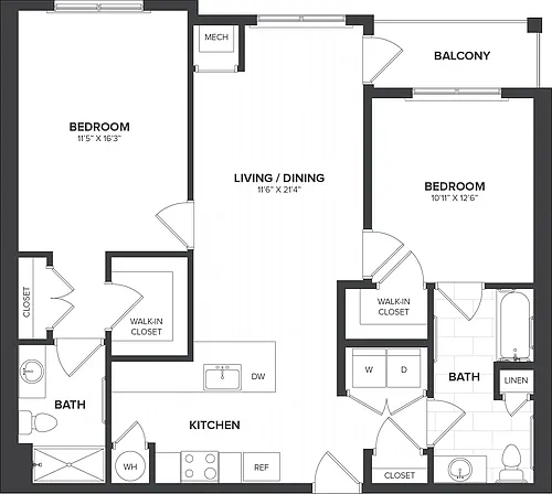 Floor plan 2 Bed/2 Bath-B4