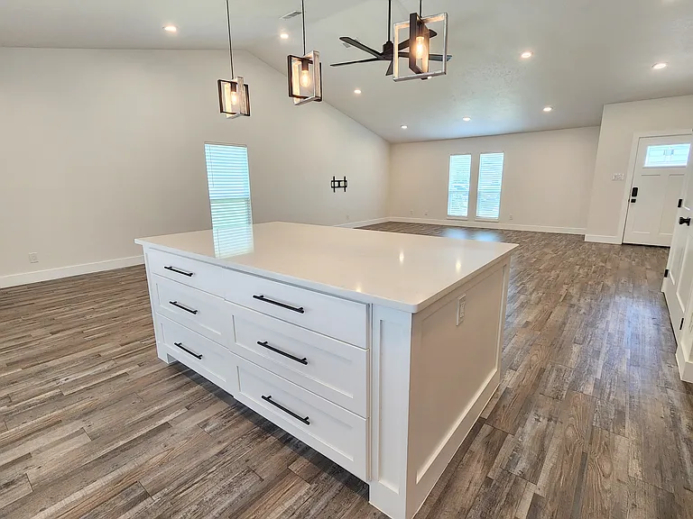 Kitchen island (overlooking the living room)