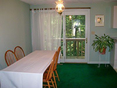 Dining room with atrium door to deck