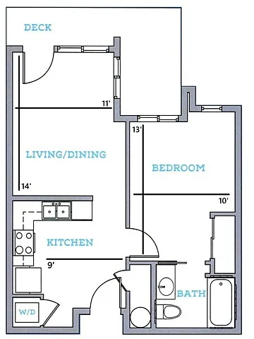 Floor plan 1BR/1BA - D