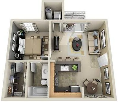 Floor plan 1BR - 1BTH (590 sq ft)
