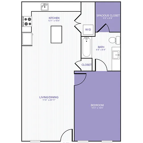 Floor plan 1 Bed 1 Bath 11F