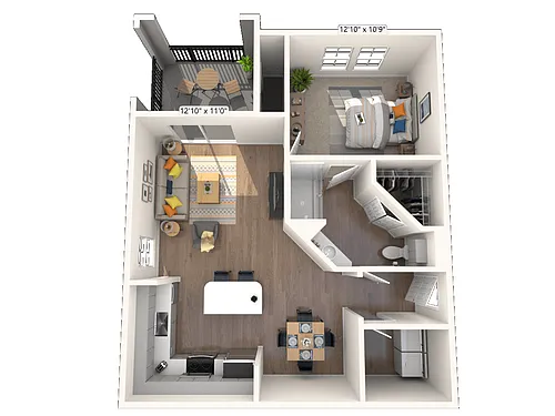 Floor plan One Bedroom with Balcony