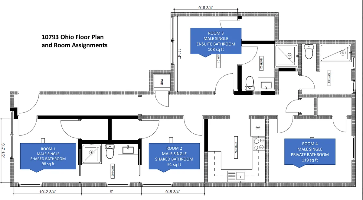 Floor plan 10793 Ohio Single Room 2