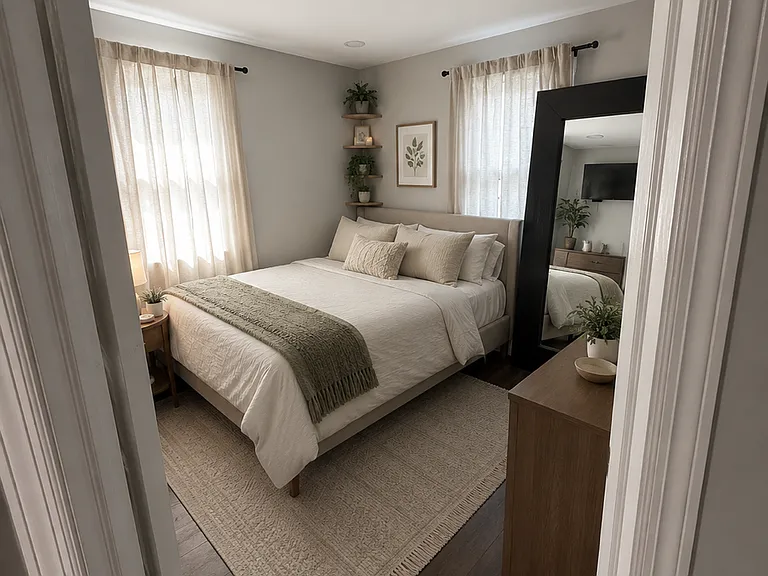 primary bedroom is virtually staged