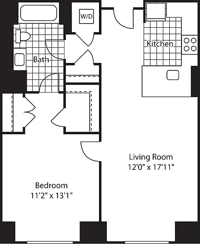 Floor plan 1 Bed (North)- 712