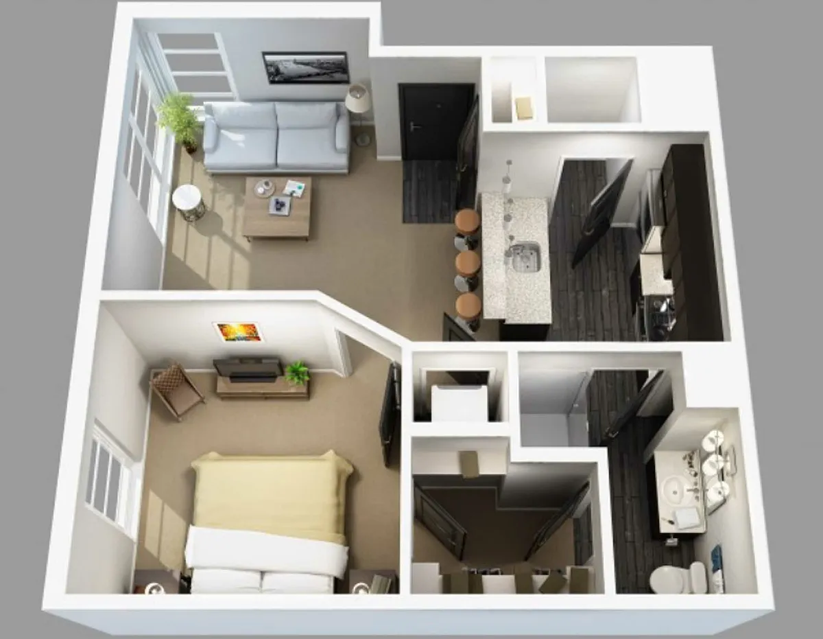 Floor plan 1 Bedroom 1 Bathroom