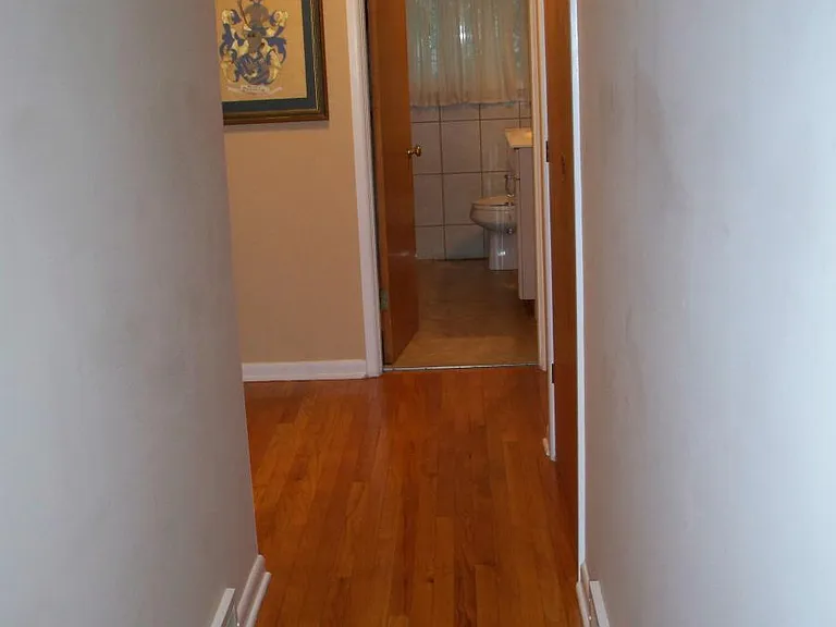 Hallway into bathroom