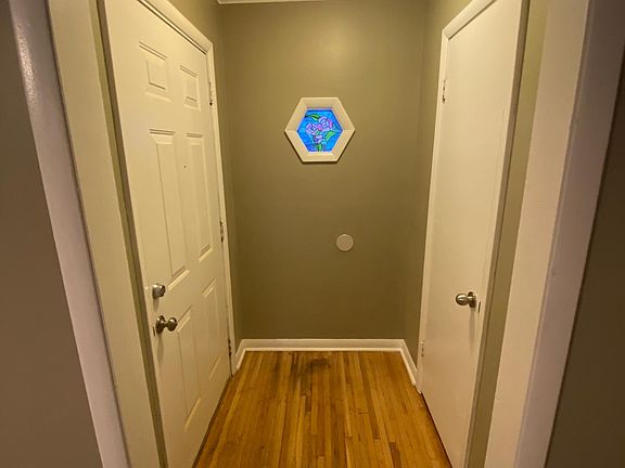 Entry with original stain glass window