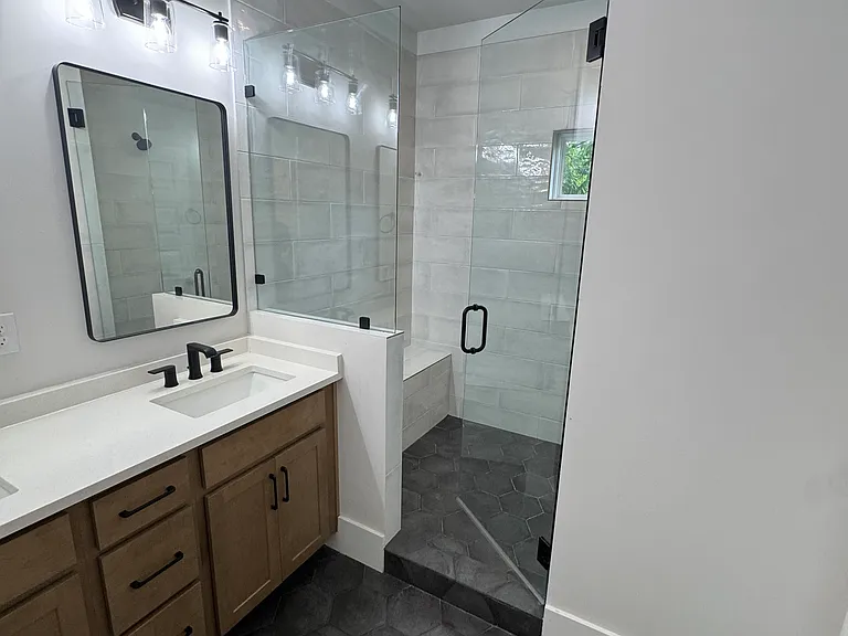 Very large walk-in shower.