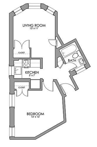 Floor plan Edgerly One Bedroom K