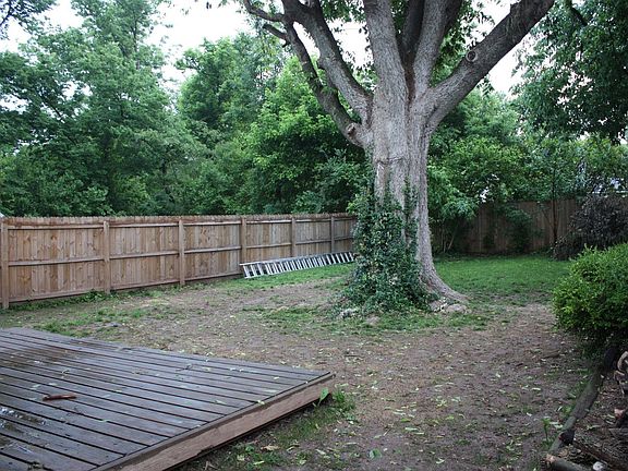 Wood patio/deck and great shade tree