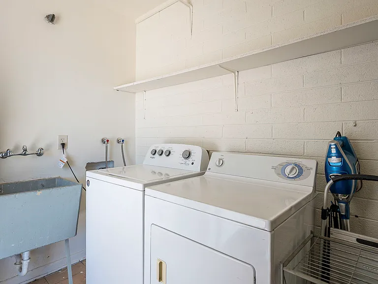 Outdoor washer, dryer,sink and storage.