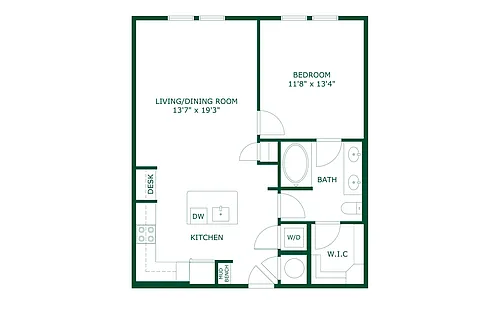 Floor plan 1 Bedroom 1 Bath