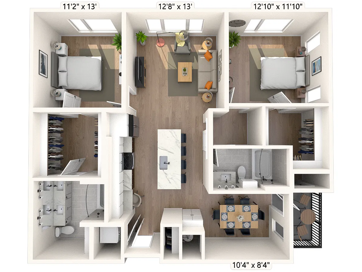 Floor plan 2B3.2 2x2 1224 SF-FP