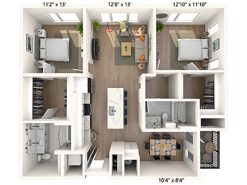 Floor plan 2B3.2 2x2 1224 SF-FP