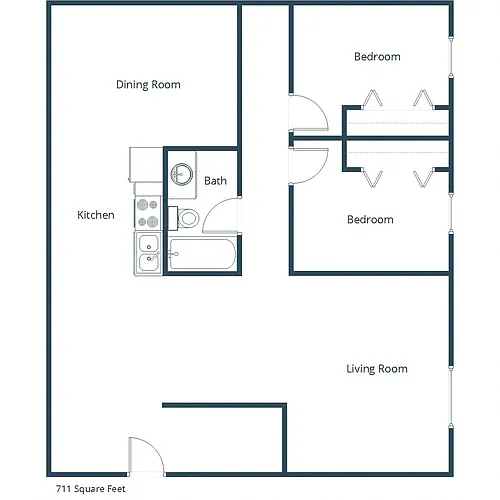 Floor plan Two Bedroom 21A
