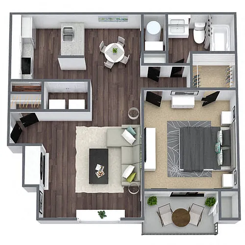 Floor plan A3: 1 Bed 1 Bath