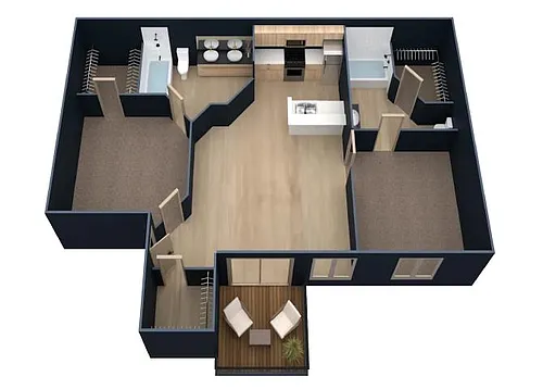 Floor plan B2-2 Bedrooms, 2 Bathrooms