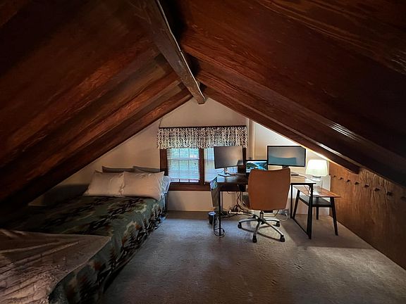 Finished loft, full bed pictured