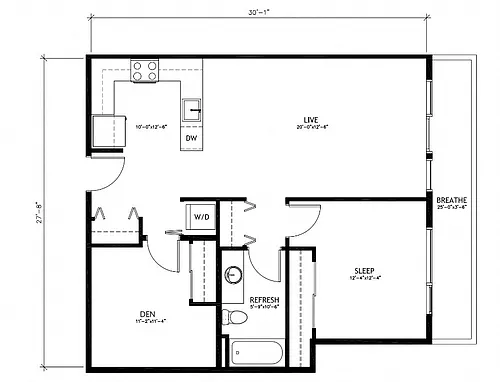 Floor plan 1x1 + Den - C6