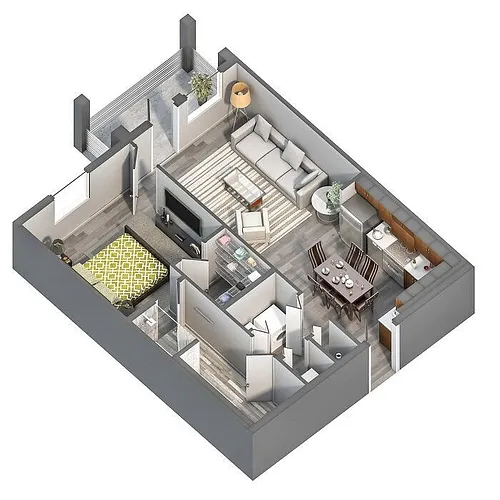 Floor plan 1BR-Mkt