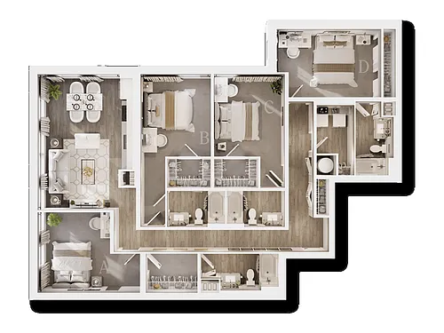 Floor plan Four Bedroom G - IU Bloomington 2027 - 2028