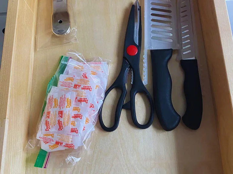 Large knives and scissors available for your kitchen needs.
