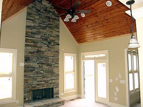 Family Room w/Stacked Stone Fireplace