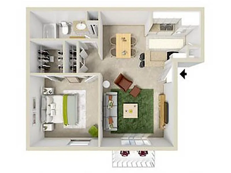 Floor plan 1 bed 1 bath A1