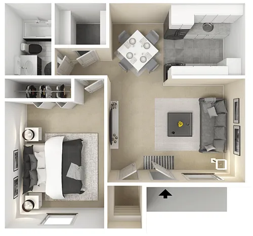 Floor plan 1 Bedroom 1 Bathroom