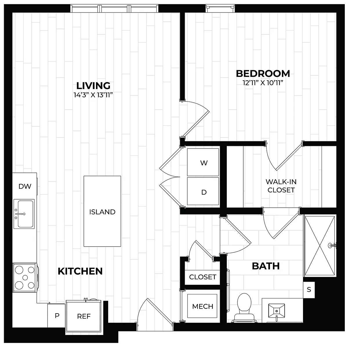 Floor plan 1 Bed/1 Bath-1.6 ANSI