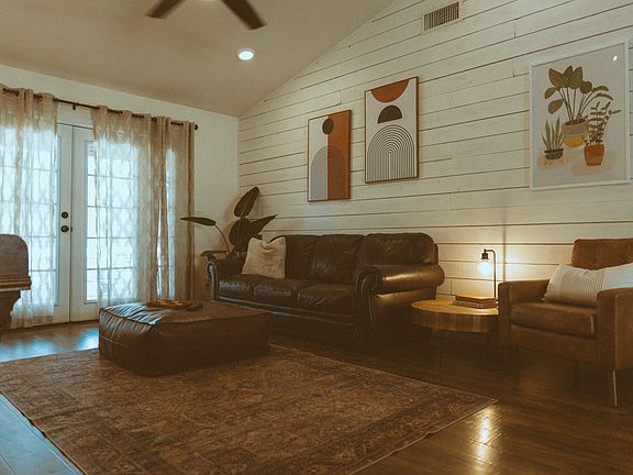 cozy living room space, view from dining room table